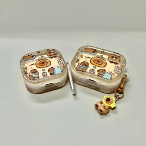 Clear Capybara AirPods Case with 3D Charm