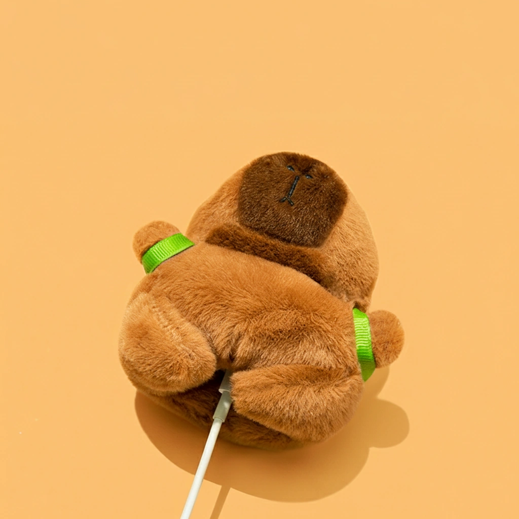 Plush Capybara AirPods Case with Turtle Backpack