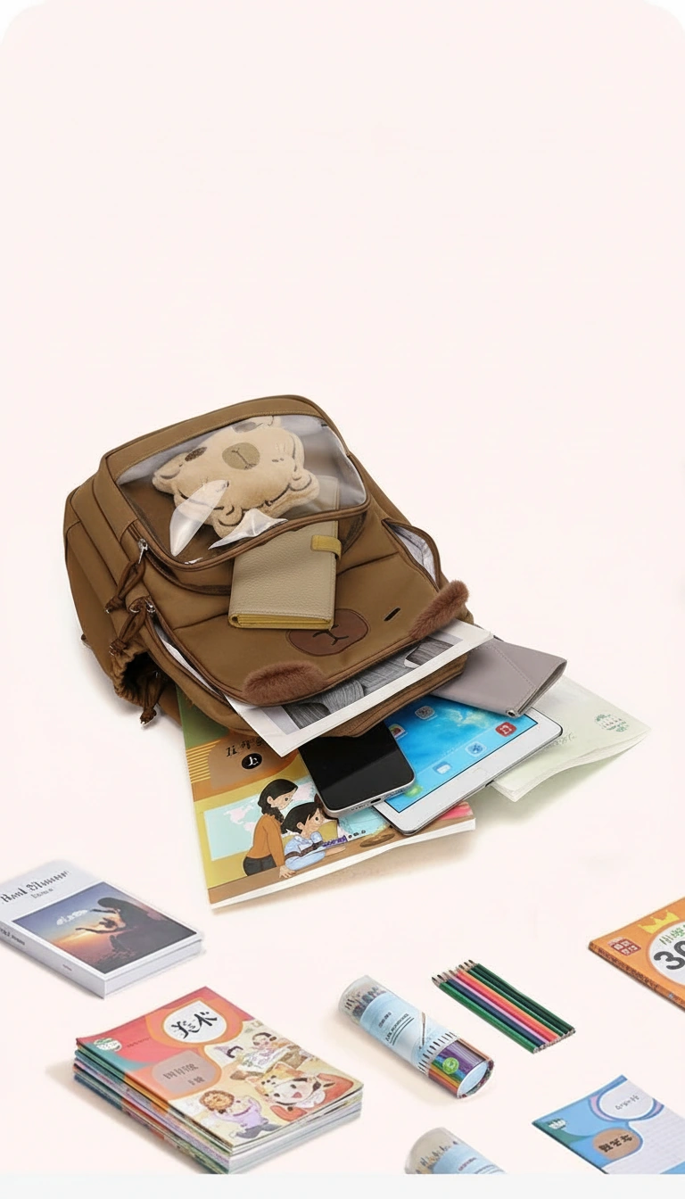 Large Capybara Backpack with Clear Window Bag for School