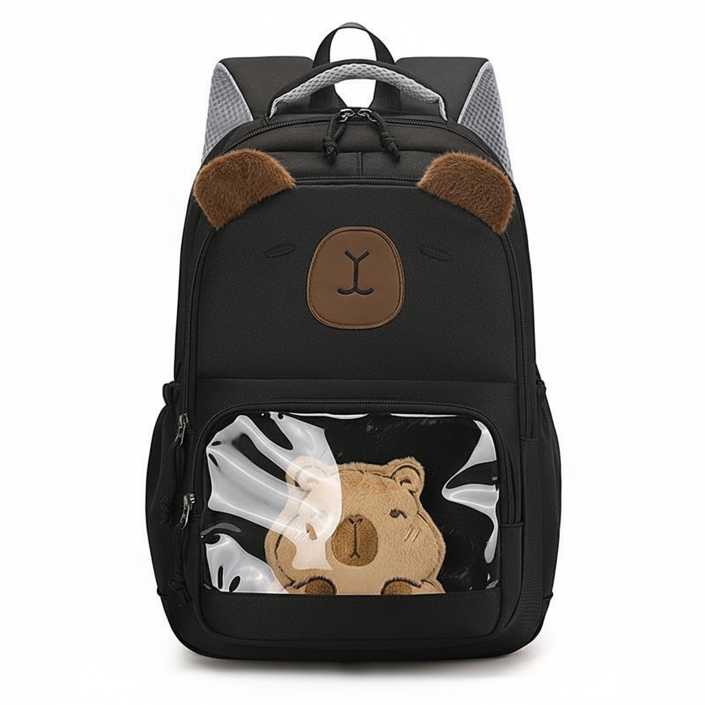 Large Capybara Backpack with Clear Window Bag for School