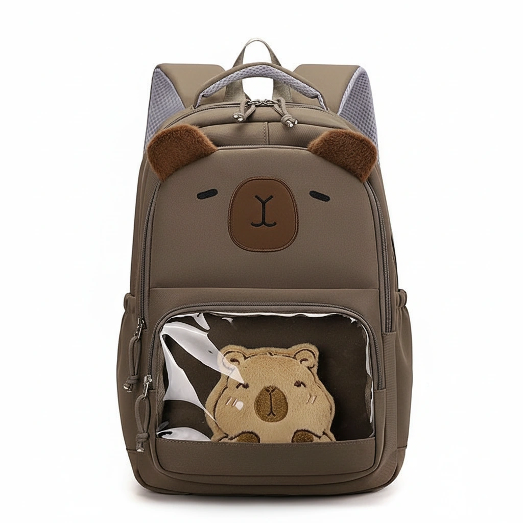 Large Capybara Backpack with Clear Window Bag for School