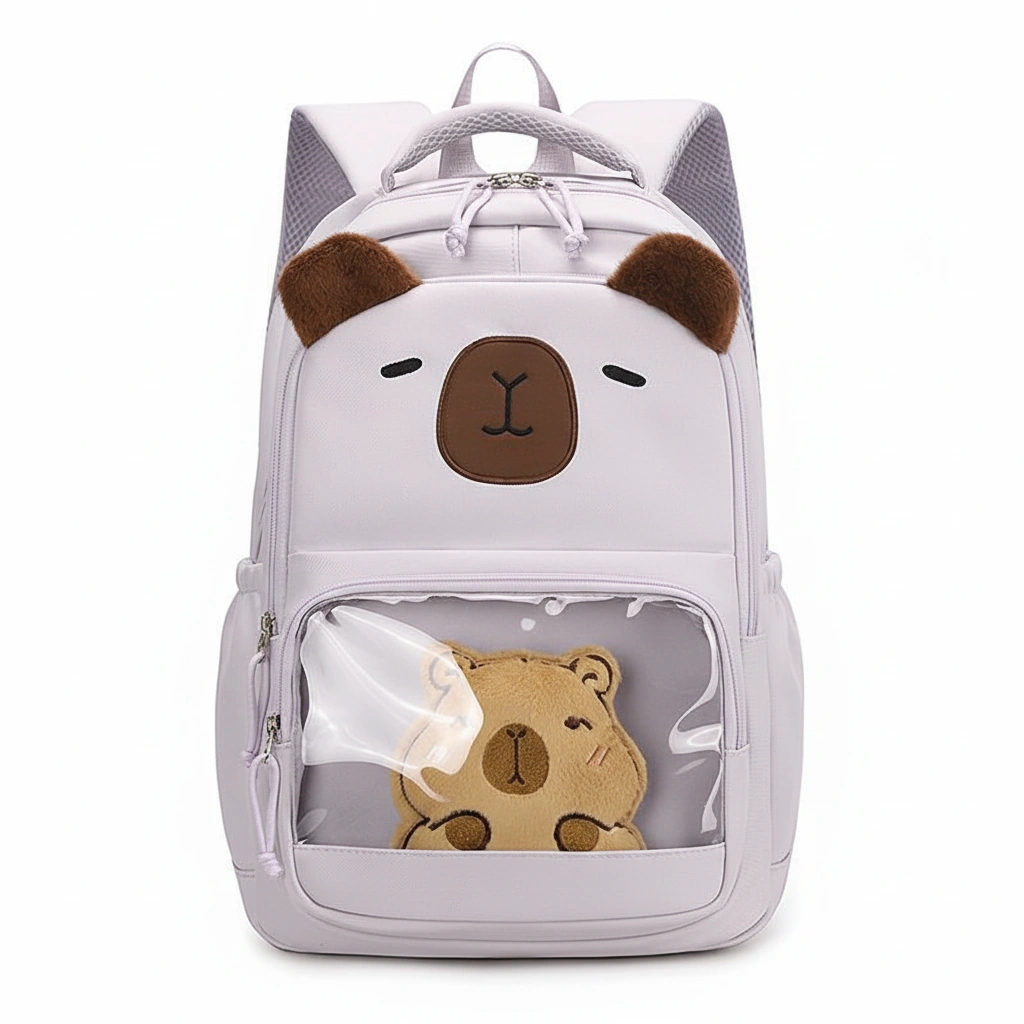 Large Capybara Backpack with Clear Window Bag for School