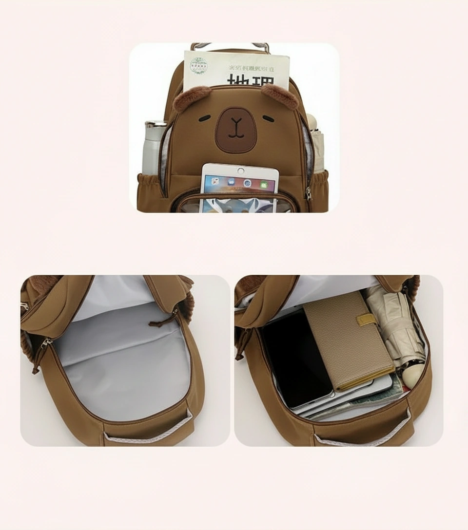 Large Capybara Backpack with Clear Window Bag for School - Image 7