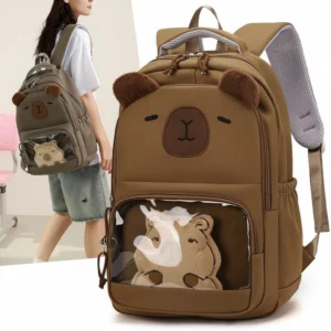 Large Capybara Backpack with Clear Window Bag for School