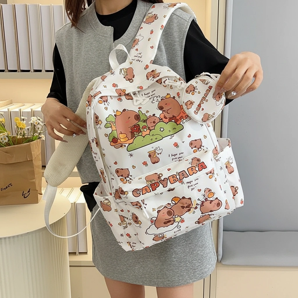 All-Over Print Capybara Backpack School Bag