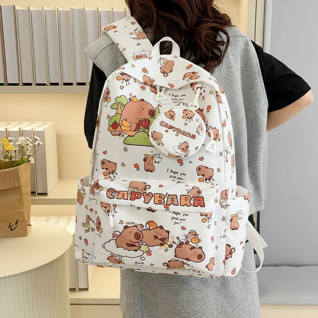 All-Over Print Capybara Backpack School Bag