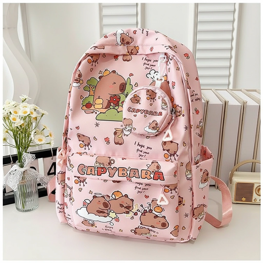 All-Over Print Capybara Backpack School Bag