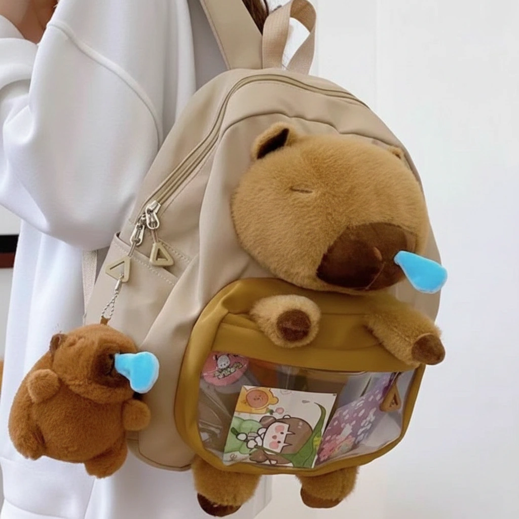 Capybara Plush Backpack with Snot Bubble