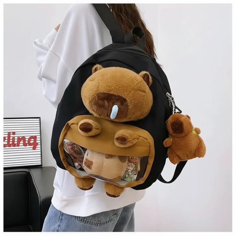 Stuffed Capybara Backpack Pattern Capybara Plush Backpack with Snot Bubble - Plush Front Bag + Plush ...