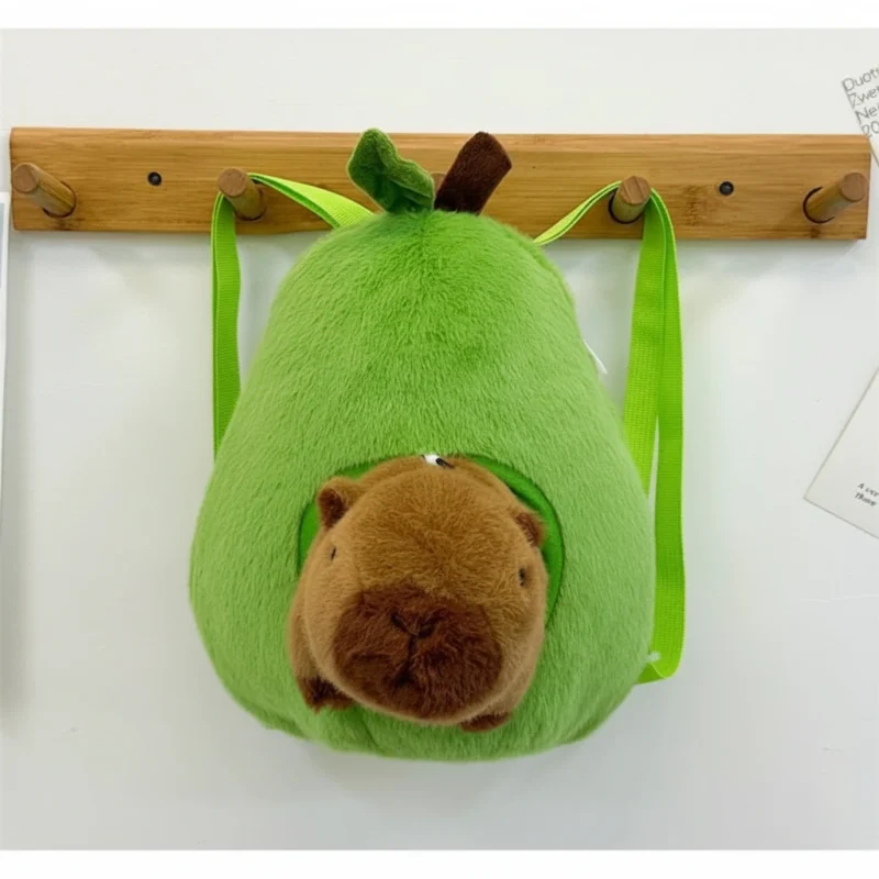 Stuffed Capybara Backpack Pattern Avocado Capybara Plush Backpack Stuffed Animal Bag - Capybara Plush & Merch