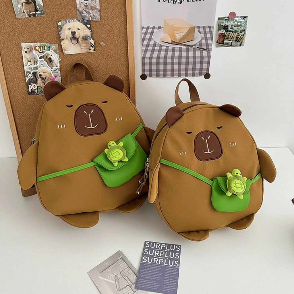 Cute Capybara Backpack with Turtle Bag