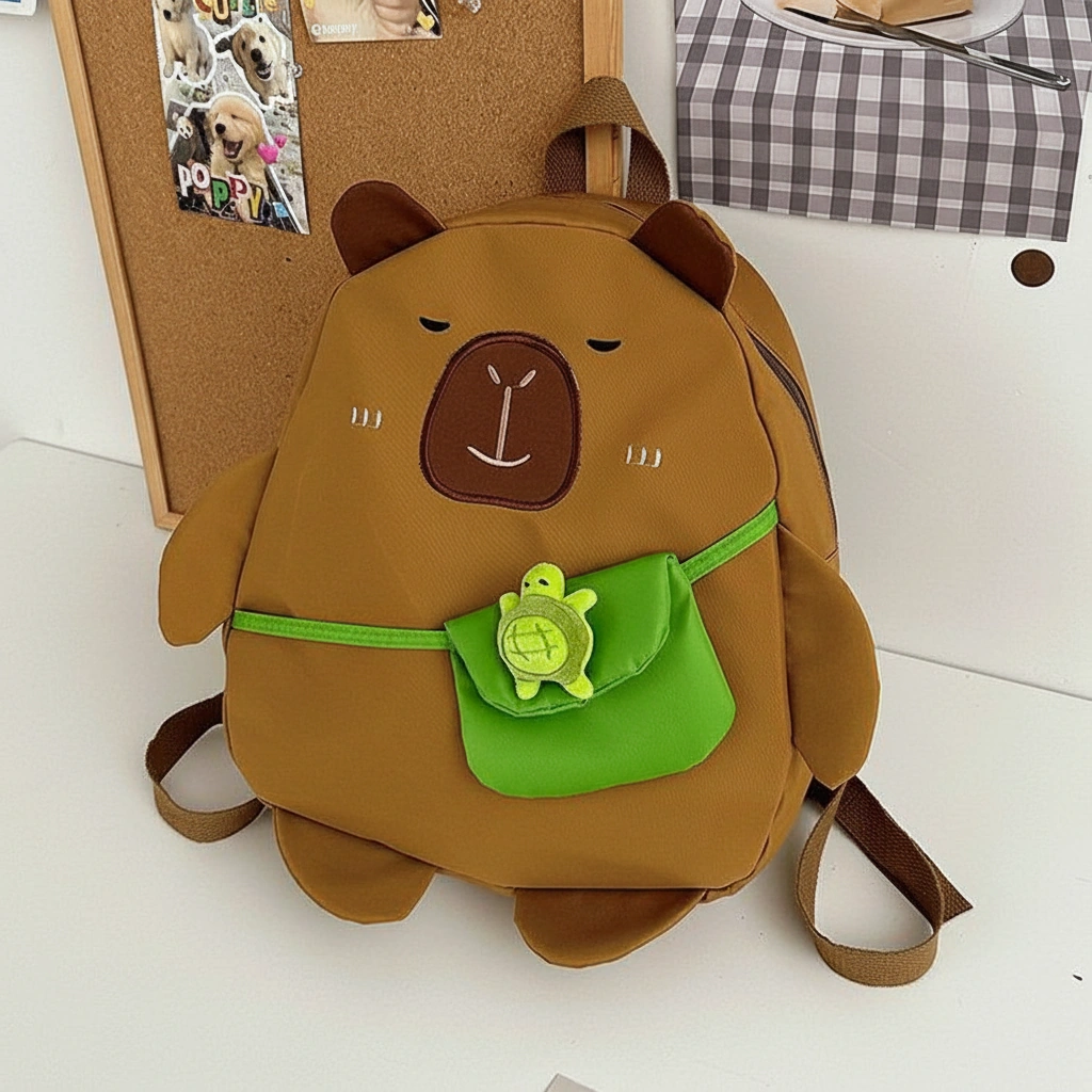 Cute Capybara Backpack with Turtle Bag