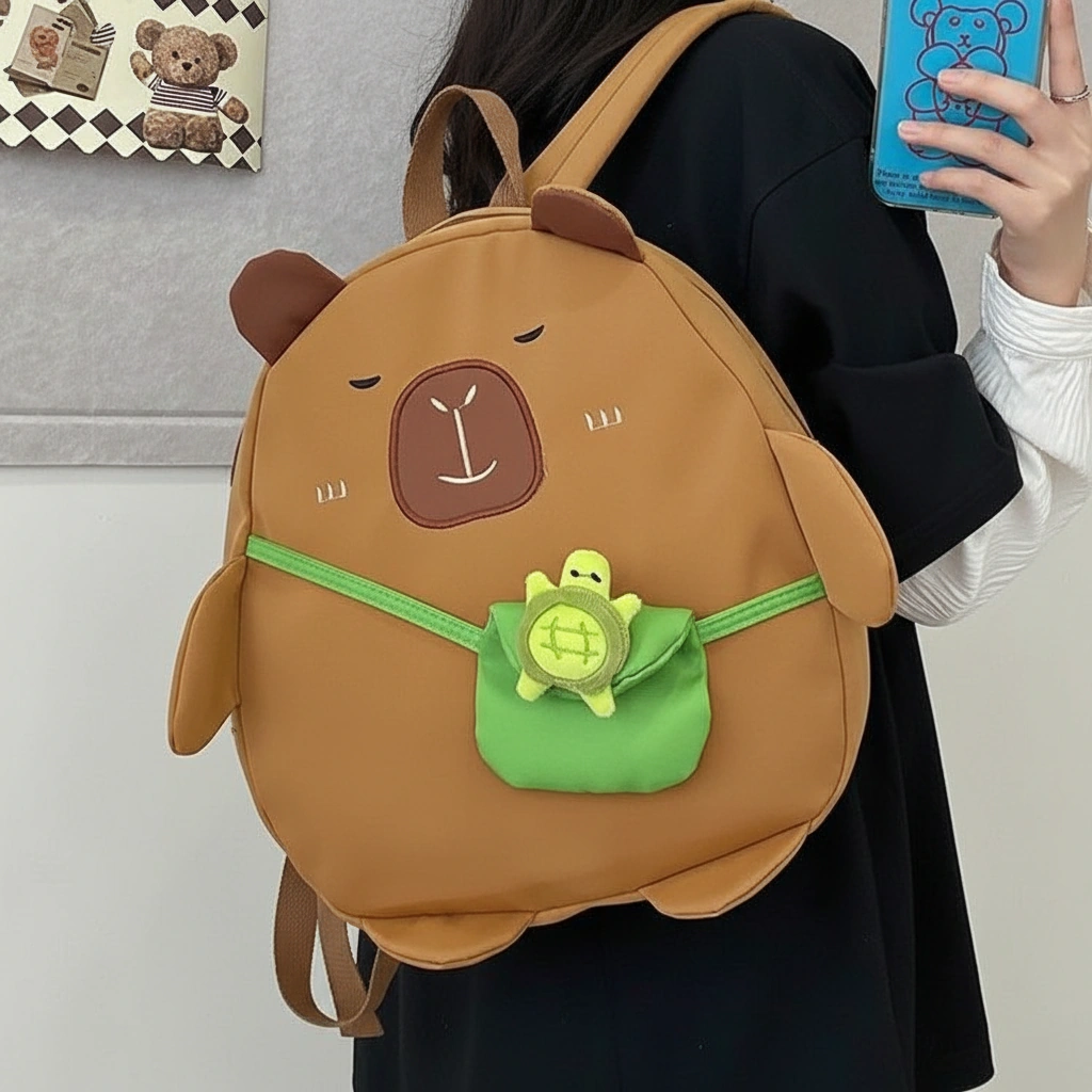 Cute Capybara Backpack with Turtle Bag