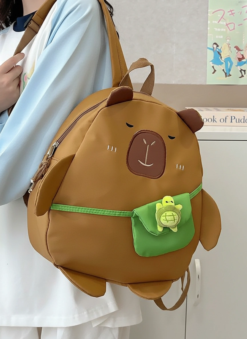 Cute Capybara Backpack with Turtle Bag