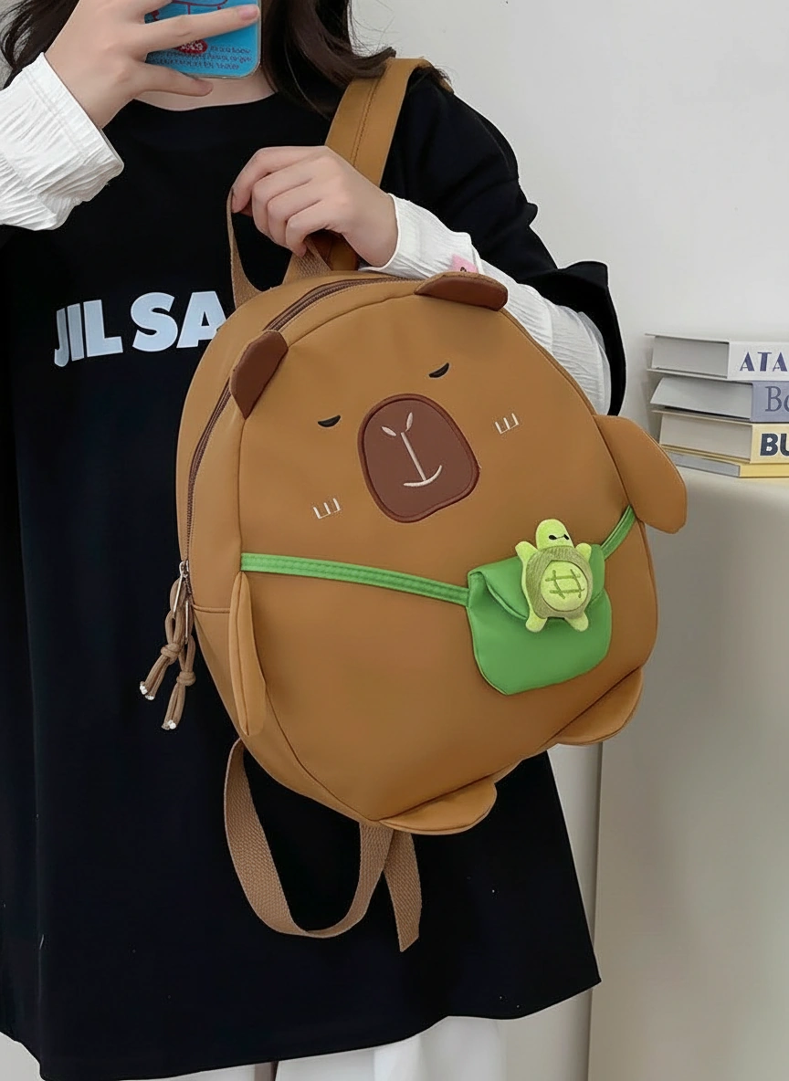 Cute Capybara Backpack with Turtle Bag