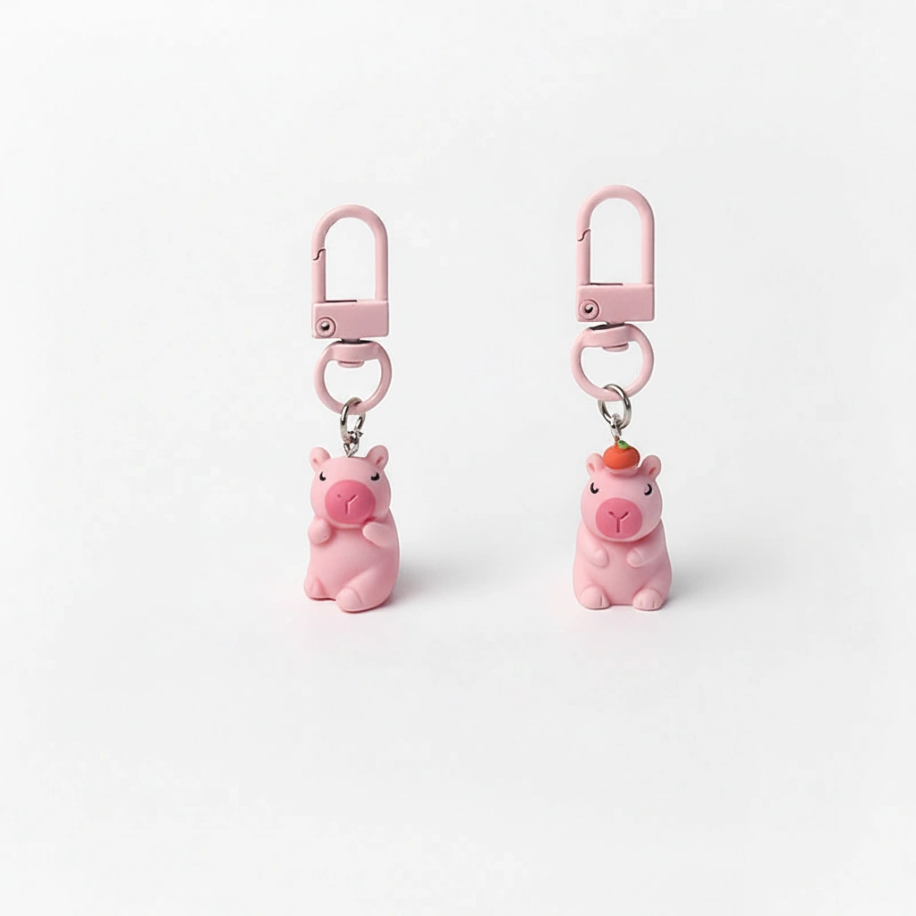pink resin capybara bag charms
