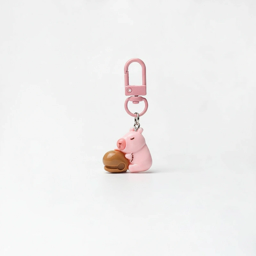 pink capybara keychain