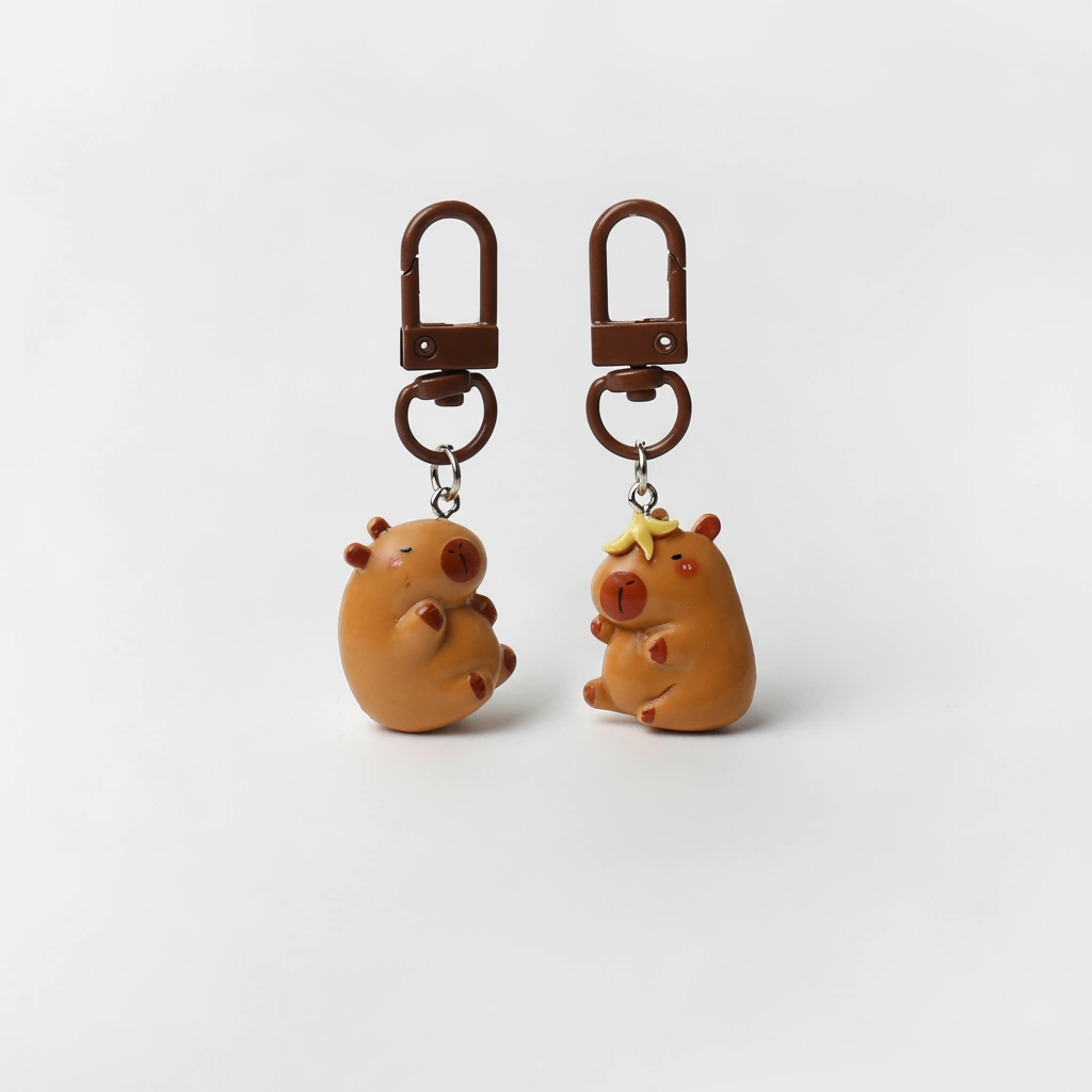 Cute capybara bag charm pair