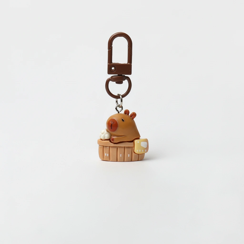 capybara bag charm: a capybara in bathtub
