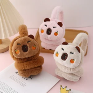 Capybara Earmuffs with Orange Cheeks