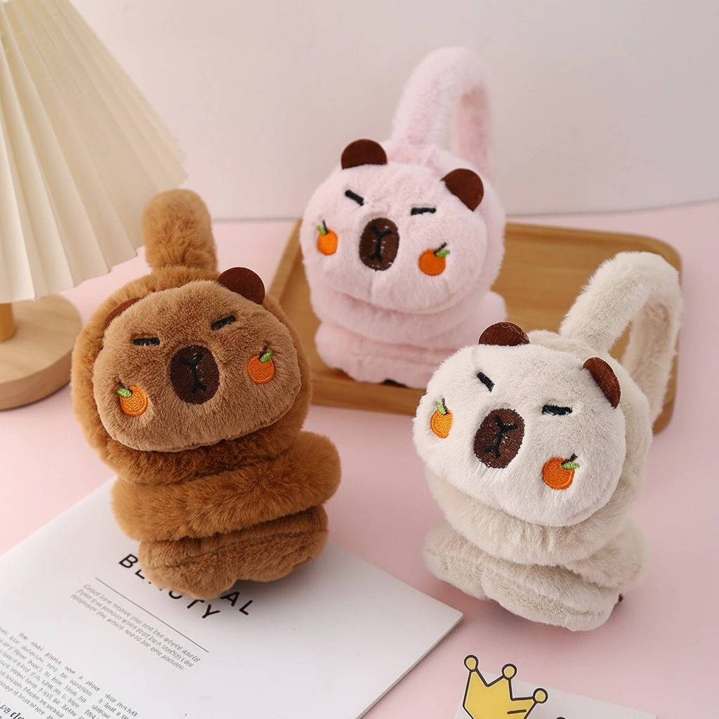 Capybara Earmuffs with Orange Cheeks
