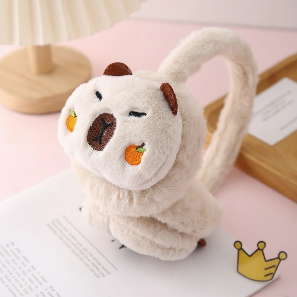 Capybara Earmuffs with Orange Cheeks