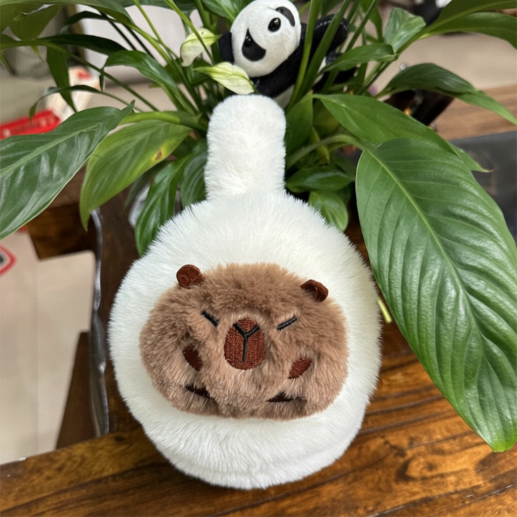 Creamy Capybara Earmuffs Fluffy White Ear Warmers