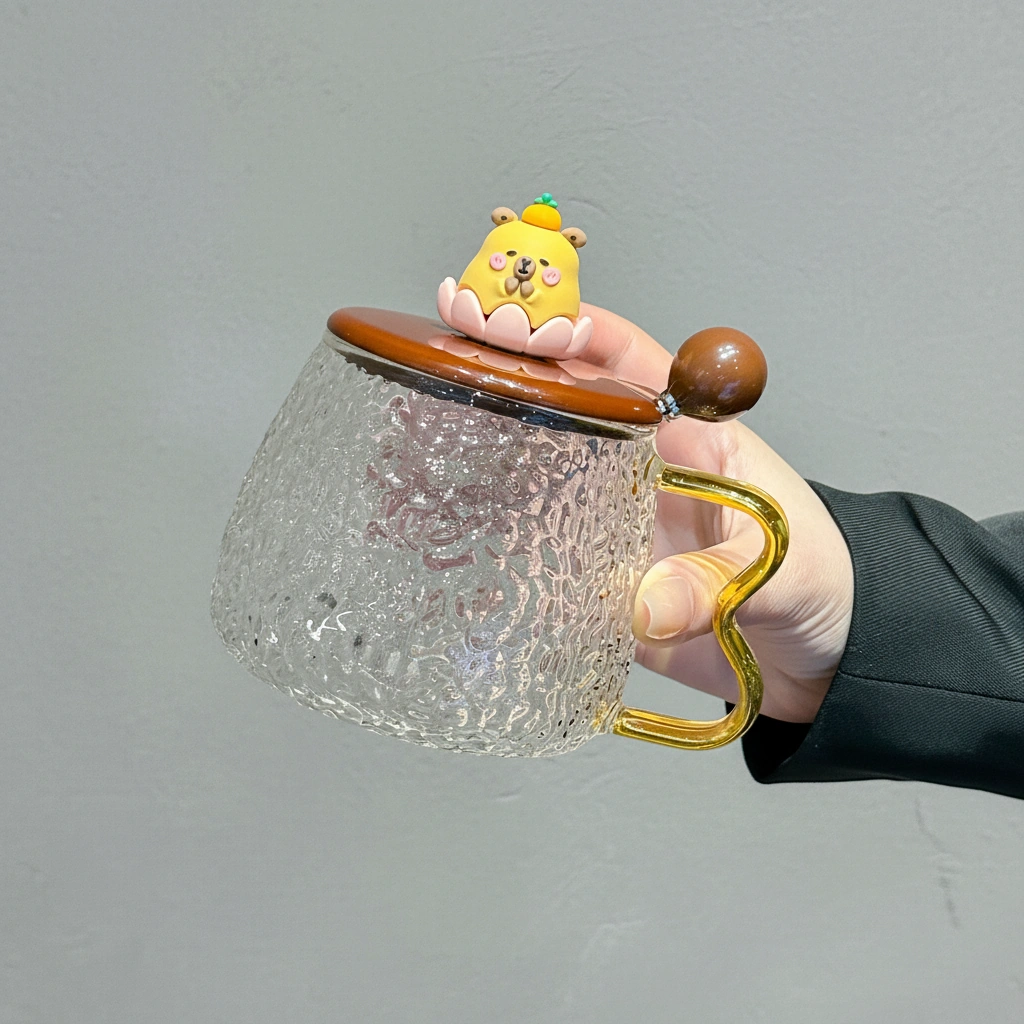 Capybara Glass Mug with 3D Capybara Figurine
