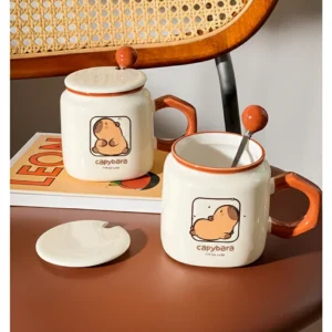 Capybara Mug with Lid and Spoon