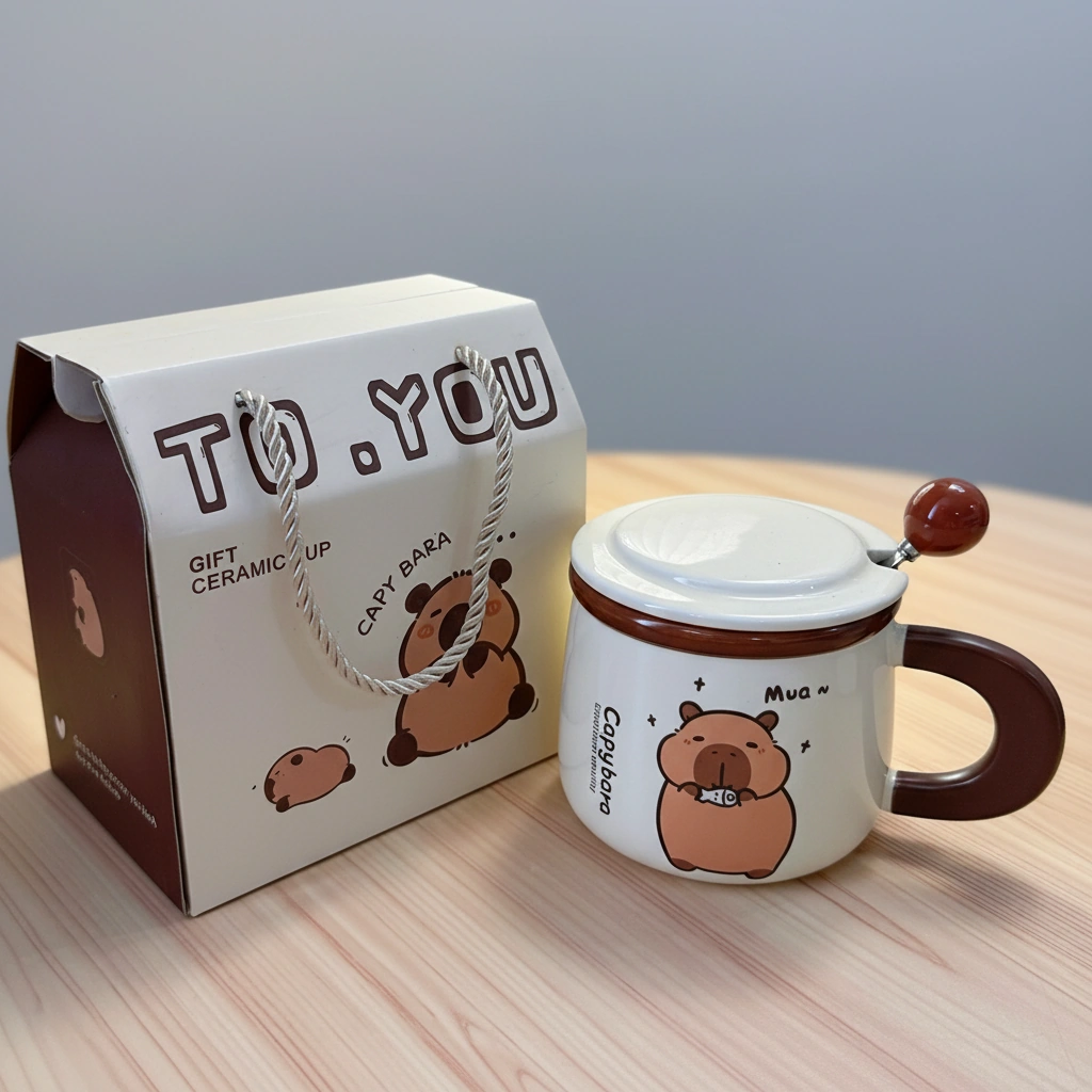 ceramic capybara mug with gift box