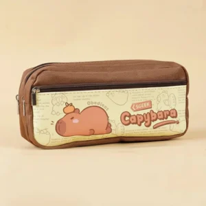 Canvas Capybara Pencil Case – 3-Layer Large Capacity Pouch
