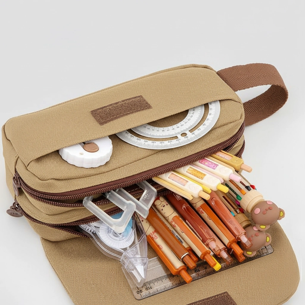 3-Layer Canvas Capybara Pencil Case