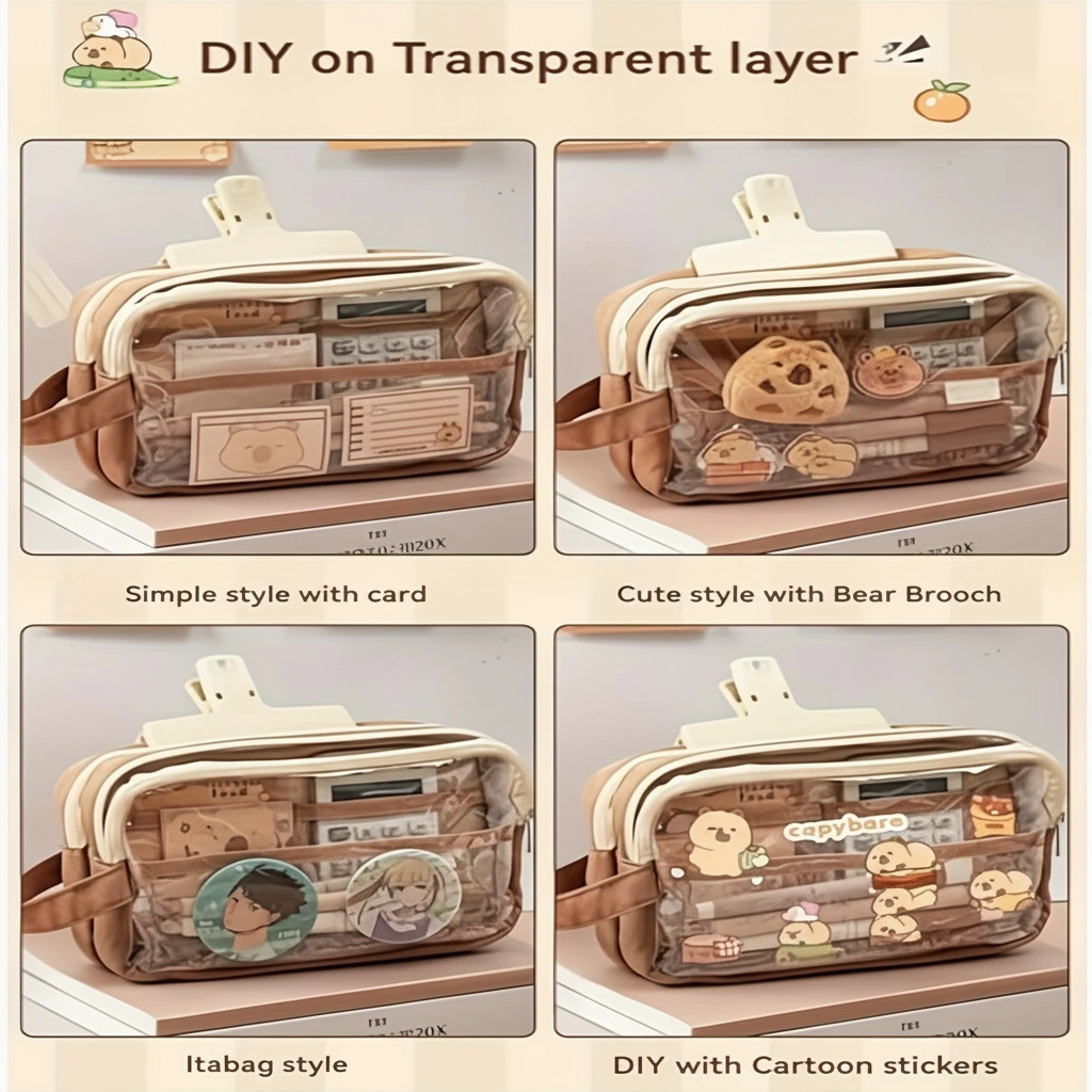 Clear Window Capybara Pencil Case