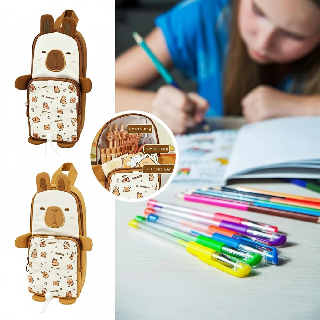 3D Standing Capybara Pencil Case