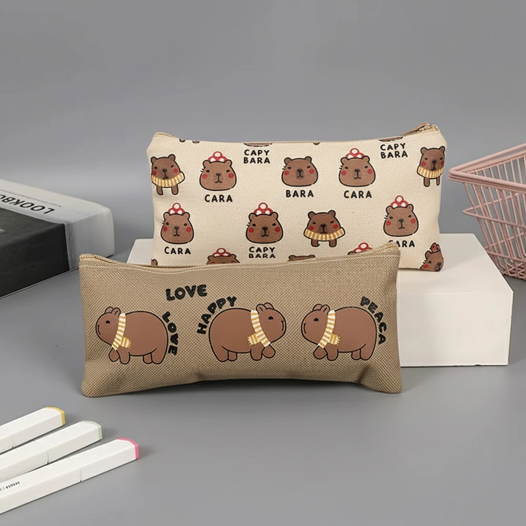 Canvas Capybara Pencil Pouch