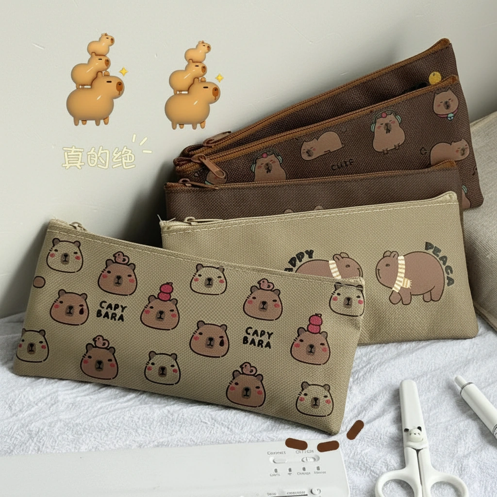 Canvas Capybara Pencil Pouch