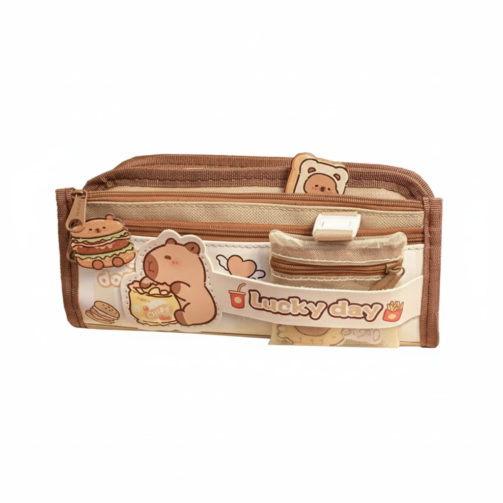 Large Canvas Capybara Pencil Case with Surprise Gift Set - Image 9