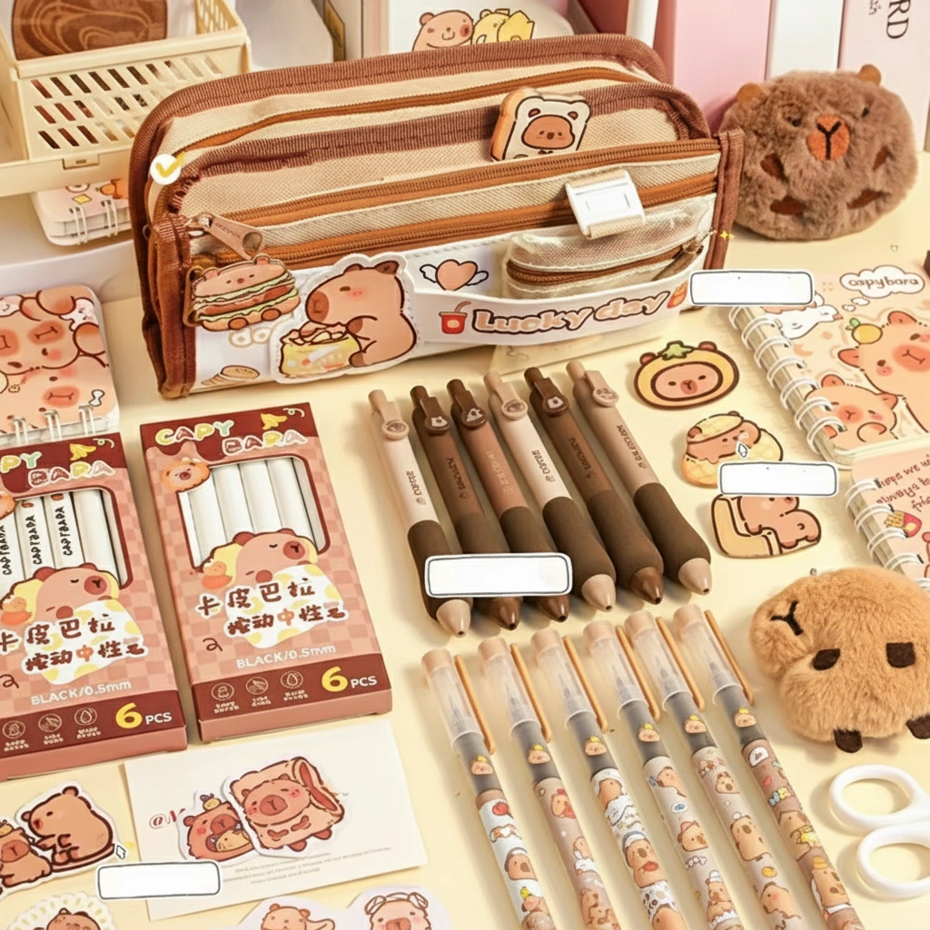 Large Canvas Capybara Pencil Case