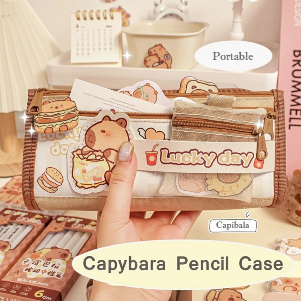 Large Canvas Capybara Pencil Case