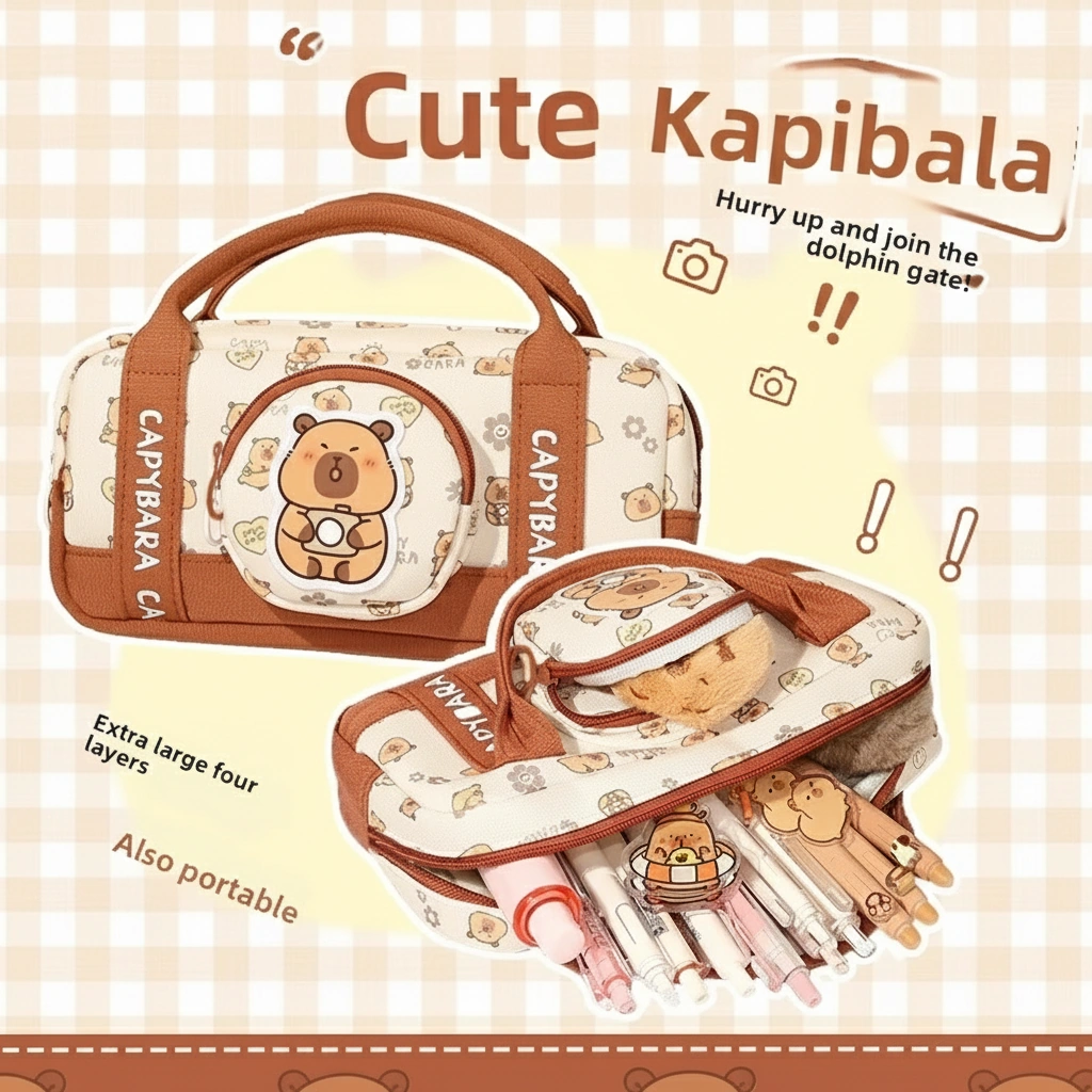 Canvas Handbag Style Capybara Pencil Case