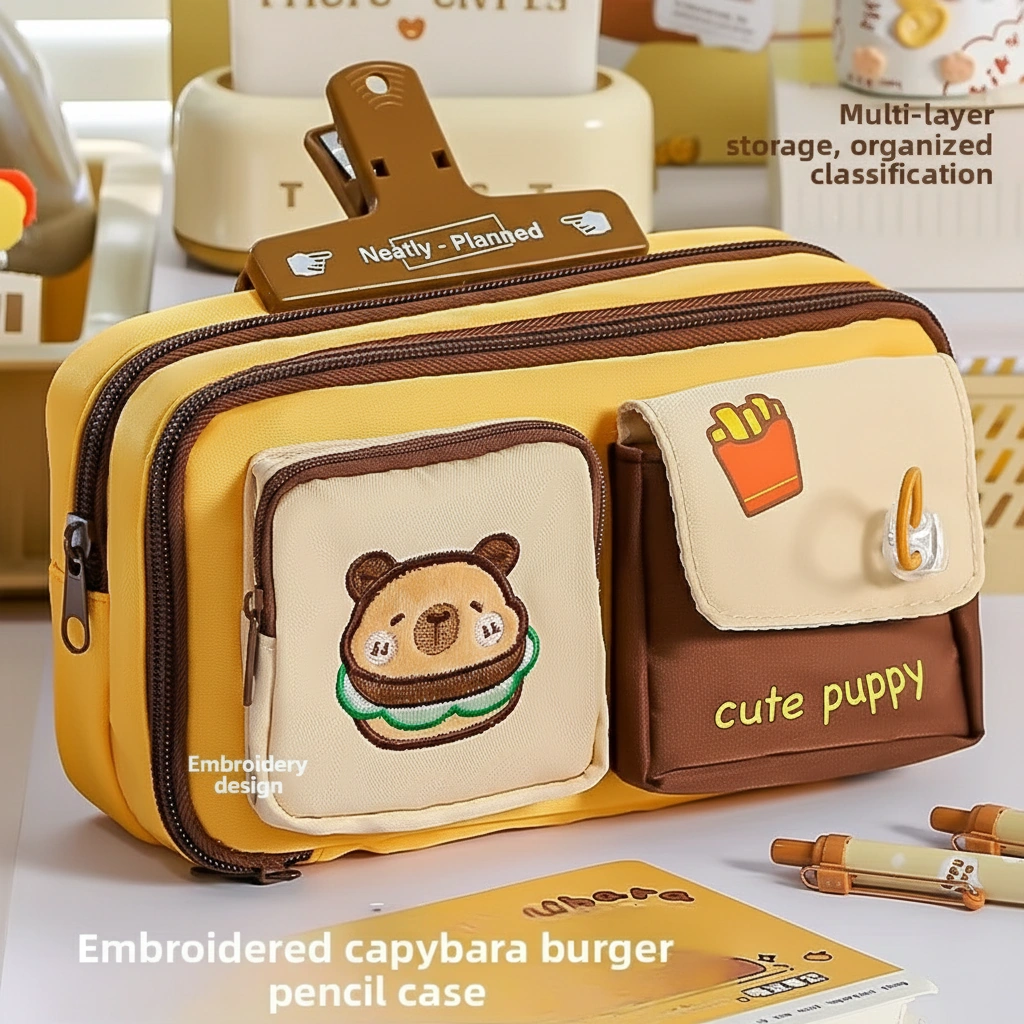 Capybara Rice Burger Pencil Case
