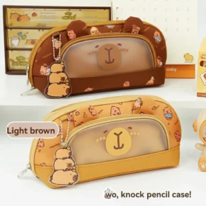 Capybara Pencil Pouch with Transparent Window & 3D Ears