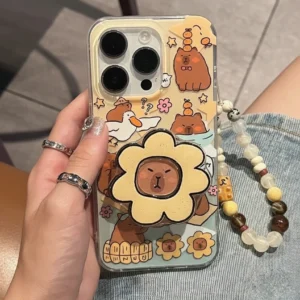Capybara Phone Case with Flower Stand