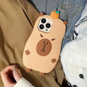 Cool 3D Capybara Phone Case with Sunglasses & Flower