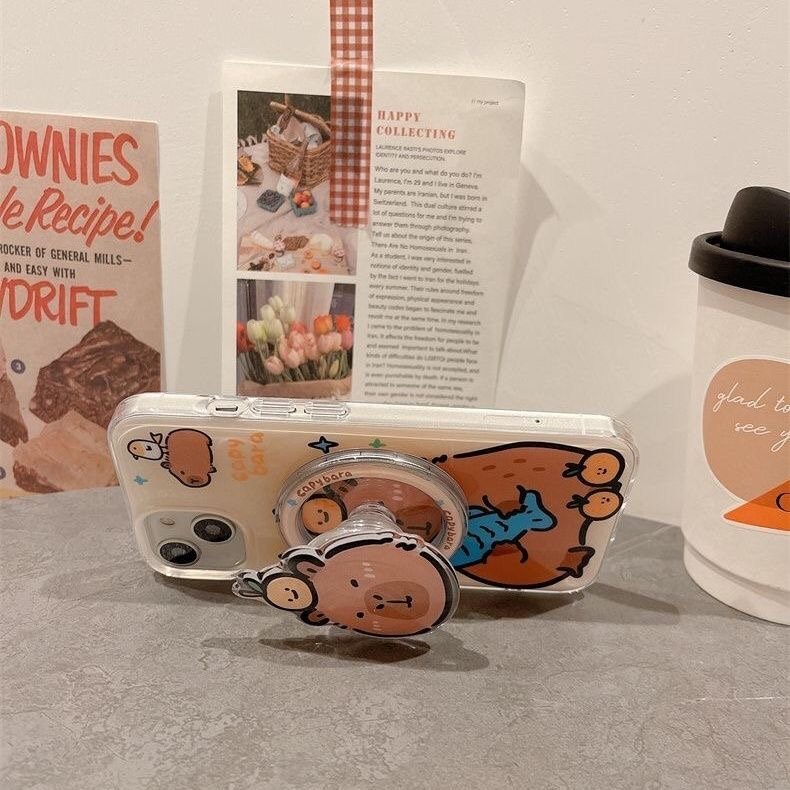 Cute Capybara Phone Case with Matching Grip Holder