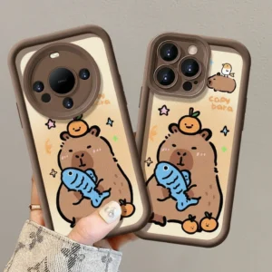 Capybara Phone Case with Plush Charm