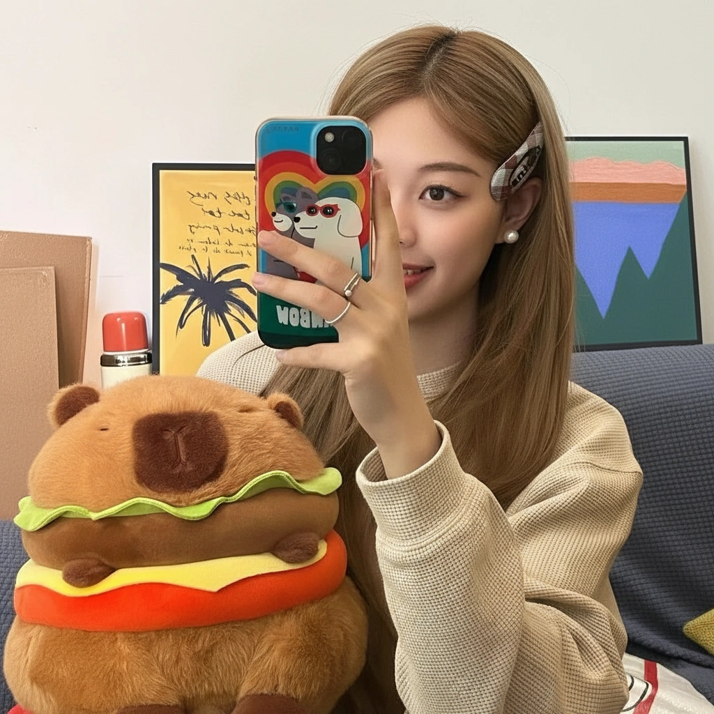 Hamburger Capybara Plush Toy
