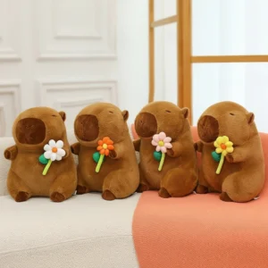 Cute Capybara Plush Holding Flower