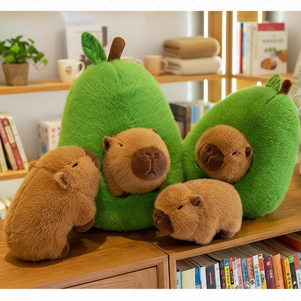 Avocado Capybara Plush Toy