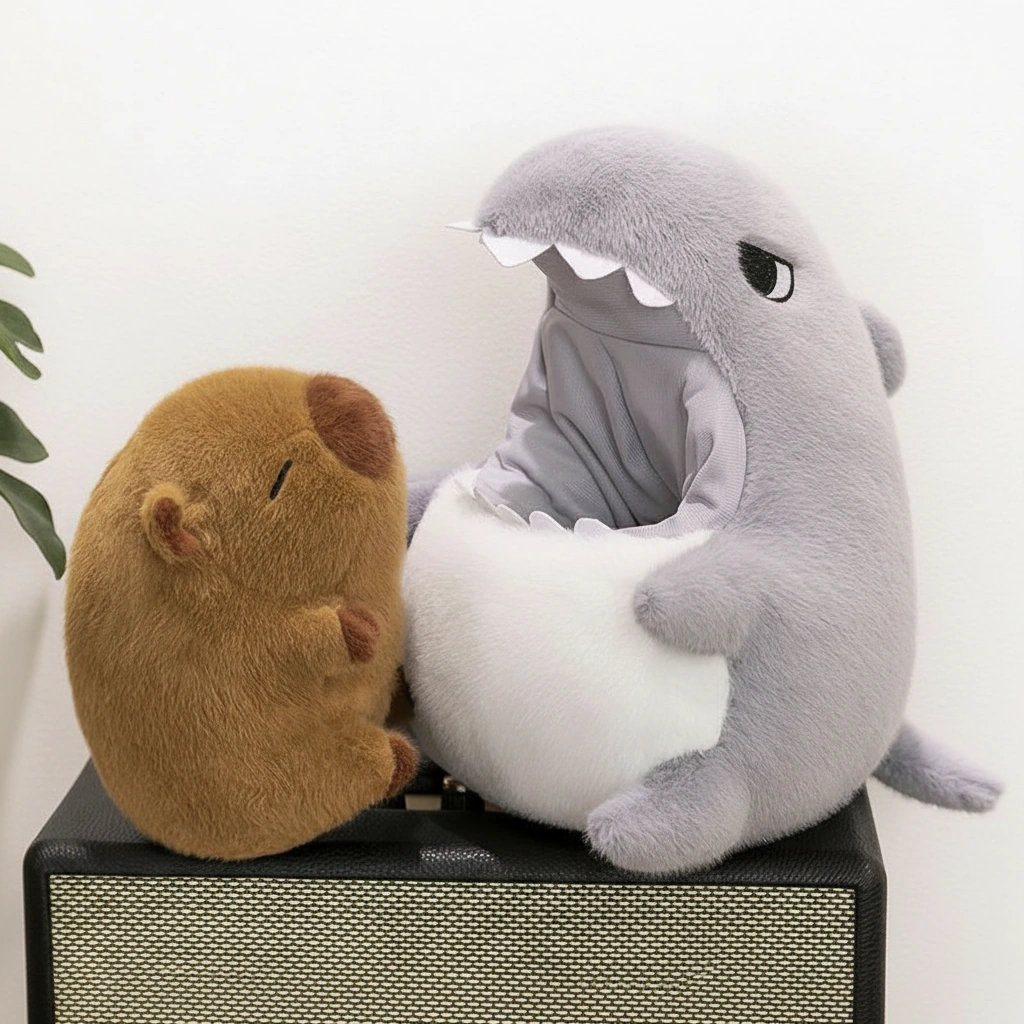 Kawaii Capybara Plush in Shark & Crocodile Pajamas - Image 5